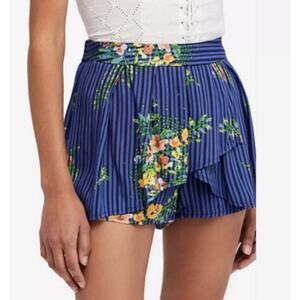 Free People Night Watcher Skort Short XS Blue Floral Combo Beach Boho